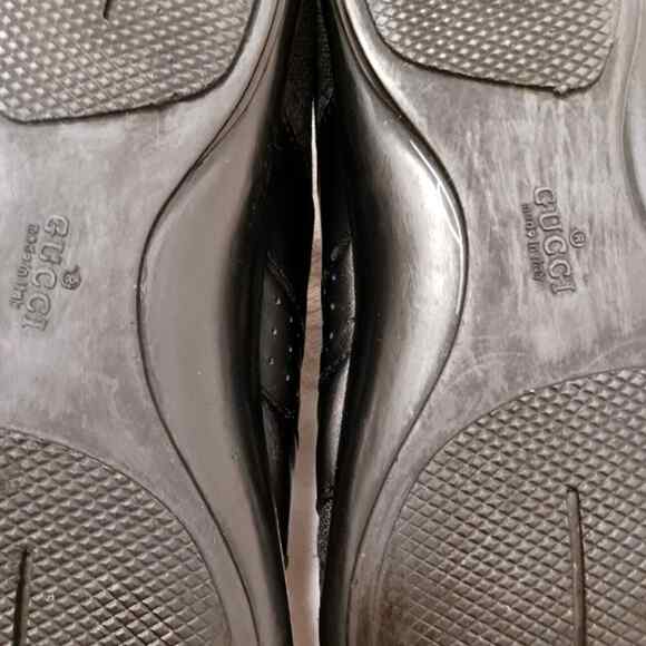 Gucci Pelle S. Gomma Trainers Sneakers Men Sz 40 BLACK Leather Monogram Low Top - Picture 7 of 16